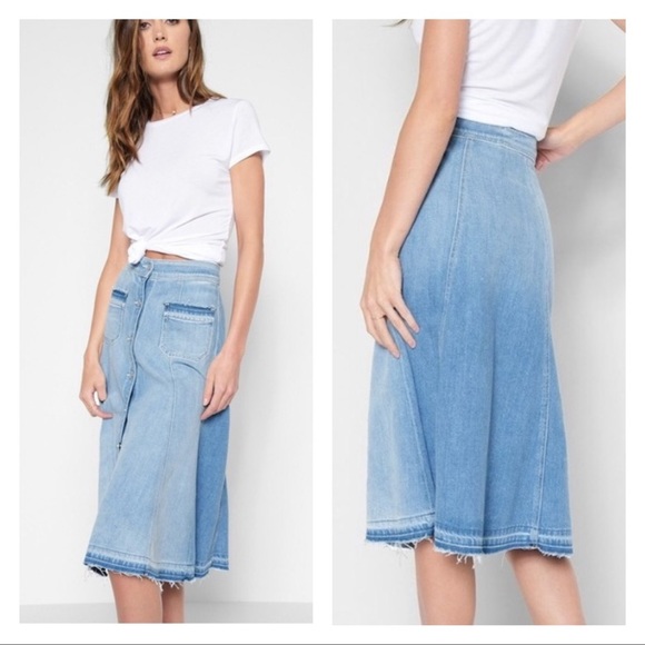 7 FOR ALL MANKIND Button-Front Flowy Denim Midi Skirt (6) - Picture 2 of 9